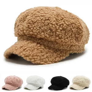 Women's Lamb Wool Berets  Autumn and Winter Fashion All-match  Hat Painter  Octagonal Cap