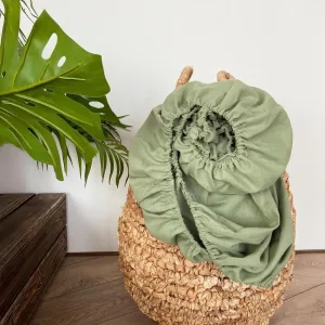 100% Linen Fitted Sheet Queen(1 Piece), 14 Inch Deep Pocket Mattress Cover Natural French Flax Stonewashed Farmhouse Soft Sheets