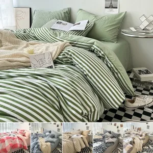 Stripe Bedding Comforter Set with Pillowcase bed sheet Single Full Size Bed Linen Duvet Cover Set Queen/King Double Single Bed