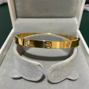 Gold Color Zircon And Cross Nut Nail Bracelet Gold & Bangle For Woman Stainless Steel Screw Brand Jewelry