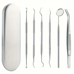 Professional Dental Care Kit - Stainless Steel Tongue Cleaner & Tooth Tools Set with Travel Case & Anti-Slip Grip ,Oral mirror
