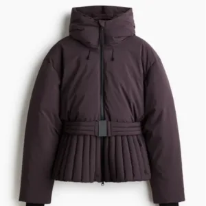 Belted Chic Hooded Cotton Coat Women Casual Full Sleeve Stand Collar Zipper Short Skiwear 2026 Lady Winter Sport Puffer Jacket