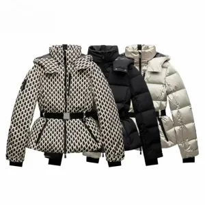 New Women'S Fashion Waist With Belt Hooded Down Cotton Jacket Commuting Warm Windproof Jacket More Comfortable To Wear