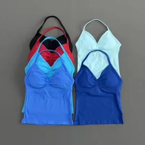 Dupe Impact Longline Strappy Top Yoga Vest Woman Backless Tank Tops Sports Fitness Bras Running Workout Gym Halter
