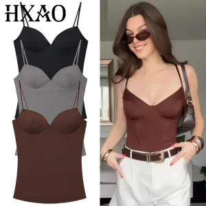 Burgundy Slip Top Women Summer Sexy Corset Tanks & Camis Fashion Sleeveless Backless Bra Top Chic Elegant Bustier Camisole