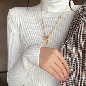 Autumn Winter Thick Turtleneck Sweater Casual Slim Knitted Pullover Base Sweater Korean Style Simple Base Layer Warm Tops