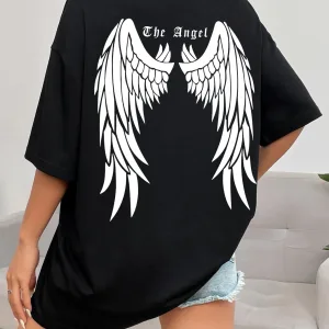 Dark Angel Wing Hot sale Graphic Printed T-Shirts For Women Loose Oversized Clothing Hip Hop Street Tshirt Cotton Short Sleeves