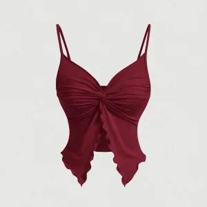 Women's Casual Twist Front Crisscross Solid Color Crop Top Sexy Backless Slim Fit Sleeveless Camisole Streetwear 2025 Summer