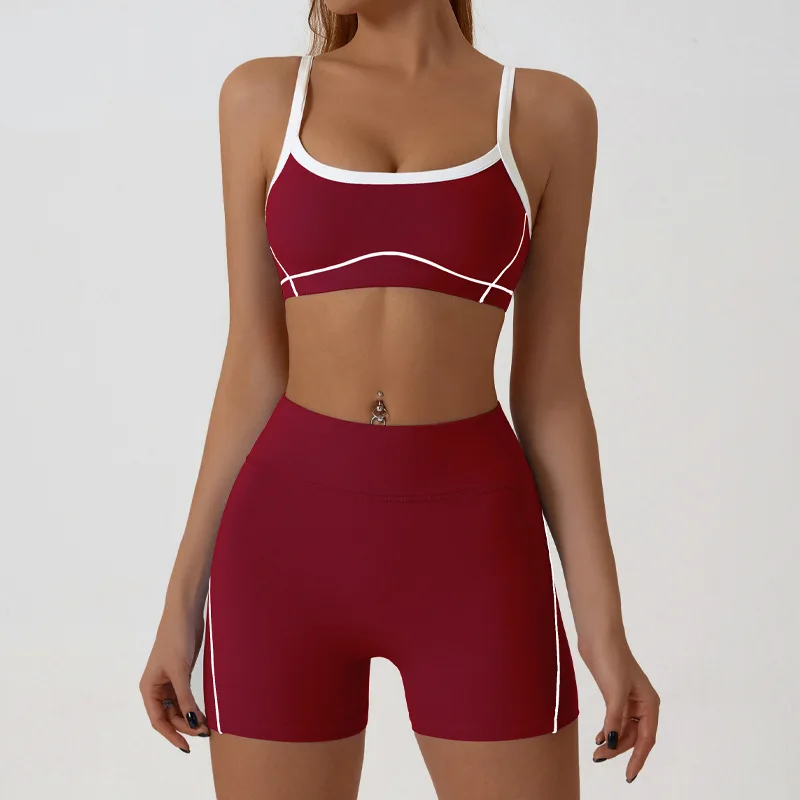 dark red shorts set