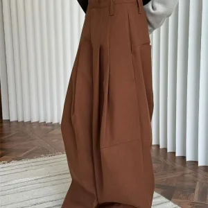 Winter Wide Leg Pants Women Straightening Thick Trousers White/Black/Dark Brown