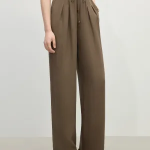 Minimalism Style Linen Straight Elastic HIgh Waist Casual Pants For Women Summer 2025 New Arrival Loose Pants 25FS12333