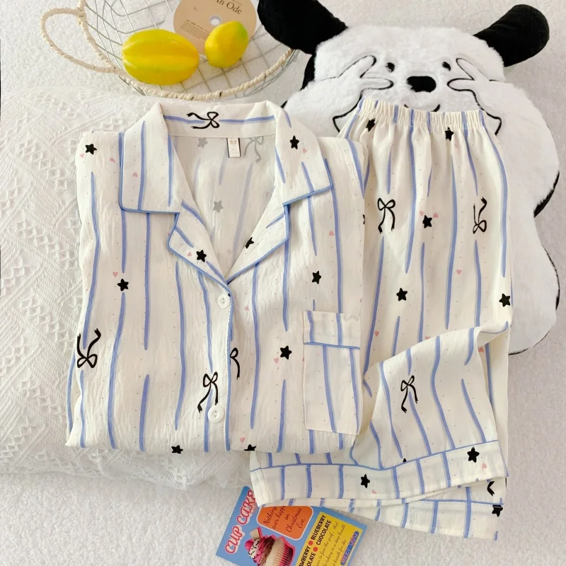 Y star blue strip [short sleeves + shorts]