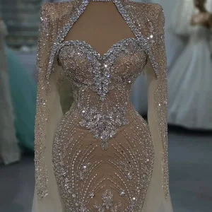 Saudi Arabia Sweetheart Evening Dress With Long Cape Sleeve Beaded Lace Second Reception Gowns 2025 Wedding Dress Customized