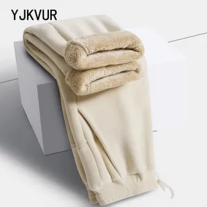 Unisex 2025 Winter New Oversize Pants Women Warm Fleece